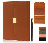MIAOKE Luxury Work Notebook, Hardcover Leather Journal for Women Men, 6 Hole Loose-leaf Refillable Folio Notebook with Pen, Pocket and Magnetic Closure for Daily Writing, Business Travel and Work