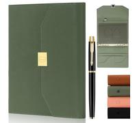 MIAOKE Luxury Work Notebook, Hardcover Leather Journal for Women Men, 6 Hole Loose-leaf Refillable Folio Notebook with Pen, Pocket and Magnetic Closure for Daily Writing, Business Travel and Work