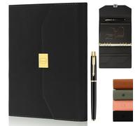 MIAOKE Luxury Work Notebook, Hardcover Leather Journal for Women Men, 6 Hole Loose-leaf Refillable Folio Notebook with Pen, Pocket and Magnetic Closure for Daily Writing, Business Travel and Work