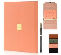 MIAOKE Luxury Work Notebook, Hardcover Leather Journal for Women Men, 6 Hole Loose-leaf Refillable Folio Notebook with Pen, Pocket and Magnetic Closure for Daily Writing, Business Travel and Work