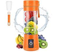 MIAOKE Portable Blender, Personal Mini Juice Blender with Six Blades in 3D, USB Rechargeable, Juicer for Home/Office/Outdoor (Orange Color)