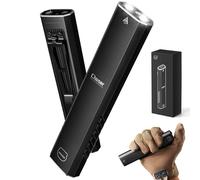 MIAOKE Rechargeable Ultra Thin EDC Flashlight 3000 Lumens UV and White LED Combo Dual Light Sources Compact Pocket Clip Light for Home, Outdoor, Emergency, Night Working, Cycling-Chaser/Black