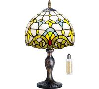 MIAOKE Stained Glass Lamp Stained Crystal Bead Style Table Light, Handmade Desk Bedside Table Night Lamp, Antique Art Craft Gifts Lover Kid Living Room Bedroom Study Bookcase Desk Ligh