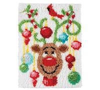 MIAOLLUN Latch Hook Kit, Reindeer Christmas Pattern DIY Rug Crochet Yarn Kits, Embroidery Decoration 20.4" X 15" (52X38cm)
