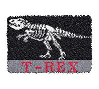 MIAOLLUN Latch Hook Kits for Adults Kids 3D Dinosaur Pattern Printed Canvas Crochet Needlework Craft Rug Cushion Mat Tapestry 20.5X15 Inch,T.rex