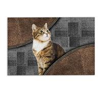 MIAOMANSENSTORE Door mat indoor Doormat, Love Tabby Cute Cat Brown Pattern Gift For Cat Lover, Cat Owner Welcome Doormat Home Decor