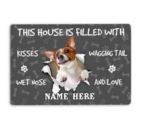 MIAOMANSENSTORE Door mat indoor Personalized Jack Russell Doormat, Jack Russell dog lover pawprint grey Welcome Doormat Home Decor