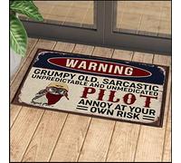 MIAOMANSENSTORE Door mat indoor Warning Grumpy Old Pilot Sarcastic Doormat, Owl Pilot Home Decorative Welcome Doormat Home Decor