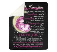 MIAOMANSENSTORE Personalized To My Bonus Dad From Step Daughter Blanket Wolf Always Be Your Little Girl Stepdad Mothers Day Birthday Customized Fleece Blanket