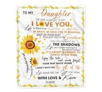 MIAOMANSENSTORE Personalized To My Daughter Blanket From Mom Dad I Love You White Sunflower Daughter Birthday Christmas Thanksgiving Graduation Customized Fleece Blanket