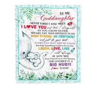 MIAOMANSENSTORE Personalized To My Goddaughter Blanket From Godmother Never Forget I Love You Elephant Girl Goddaughter Birthday Christmas Customized Fleece Blanket