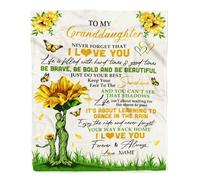 MIAOMANSENSTORE Personalized To My Granddaughter Blanket From Grandma Nana Never Forget That I Love You Sunflower Granddaughter Birthday Christmas Customized Fleece Blanket