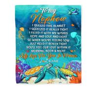 MIAOMANSENSTORE Personalized To My Nephew Blanket From Aunt Auntie Uncle I Hugged This Blanket Turtle Beach Nephew Birthday Thanksgiving Christmas Customized Fleece Blanket