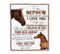 MIAOMANSENSTORE Personalized To My Nephew Blanket From Aunt Auntie Uncle This Old Horse Love You Nephew Birthday Graduation Christmas Customized Bed Fleece Blanket