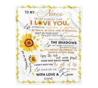 MIAOMANSENSTORE Personalized To My Niece Blanket From Aunt Auntie Uncle I Love You White Sunflower Niece Birthday Christmas Thanksgiving Graduation Customized Fleece Blanket