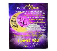 MIAOMANSENSTORE Personalized To My Niece Blanket From Aunt Auntie Uncle You To The Moon And Back Butterfly Niece Birthday Christmas Customized Fleece Blanket