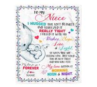 MIAOMANSENSTORE Personalized To My Niece Blanket From Aunt TiTi Uncle Elephant I Huggest This Soft Blanket Niece Birthday Graduation Christmas Customized Bed Fleece Blanket