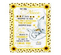 MIAOMANSENSTORE Personalized To My Niece Elephant Blanket From Aunt Auntie I Am The Storm Big Hug Sunflower Niece Birthday Christmas Customized Bed Fleece Blanket