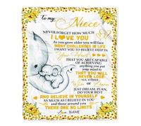 MIAOMANSENSTORE Personalized To My Niece I Love You From Aunt Auntie Uncle Sunflower Elephant Niece Birthday Christmas Thanksgiving Graduation Customized Fleece Blanket