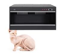 Miaomi Hairless Cats Constant Temperature Pet Box,Puppy Incubator,Multiple Vents Wood Panel,Transparent Acrylic Door(Black)