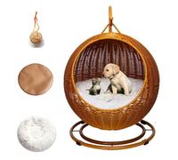 MIAOMI Pet Cat Hammock for Big Cats Breathable Dog Beds Rustic Vintage Cat Lying Play Beds Indoor Outdoor Use for Kitten Puppy or Small Pet(Brown)