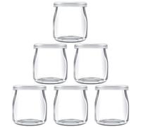 miaomiao 200 ml Yoghurt Glasses with Lid, 6 Glasses Transparent Dessert Glasses Glass, Multi-Purpose Dessert Glasses for Yogurt, Dessert, Pudding, Jam, BPA-Free