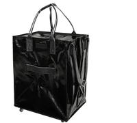 MiaomMa Large Capacity Rolling Storage Bag with Rubber Wheels, 40x30x50cm Heavy Duty Pull Cart Bag, Smooth Zipper, Reinforced Base Up to 40kg, Practical Wagon Alternative for Shopping, Outdoor Black