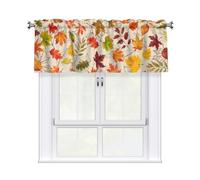Miaoquhe Fall Short Curtains for Windows Autumn Leaves Valance Curtain for Bedroom 54"x18",Maple Leaf Farmhouse Window Curtains Rod Pocket Valances for Kitchen Decoration