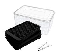 Miaowoof Ice Cube Tray with Lid and Container, 2.5 cm x 99 Pieces, Round Ice Cubes, Non-BPA Ice Cube Tray with Lid for Ice, Cocktail, Coffee, and Tea, Space Saving and Stackable (Black)