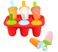 Miaowoof Silicone Popsicles Molds for Toddlers, 6-Cavity Non-BPA Premium Silicone Small Popsicle Molds, Ice Pop Mold with 6 Colorful Reusable Sticks for Kids (Red)