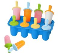 Miaowoof Silicone Popsicles Molds for Toddlers, 8-Cavity Non-BPA Premium Silicone Small Popsicle Molds, Ice Pop Mold with 8 Colorful Reusable Sticks for Kids (Blue)