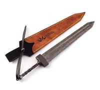 MIAOWR Elden Greatsword Model,22Cm/8.7In,Damascus Pattern Full Metal Material, with Display Stand, Mini Game Collectible