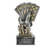 MIAOWR Mini Texas Holdem Poker Champion Trophy Royal Flush Good Luck Table Decor Height 4.7Inch/12Cm Three Colors Available Gifts for Hold'em Lovers,Silver