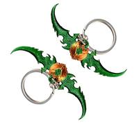 MIAOWR WOW Warglaive of Azzinoth Keychain,2 Pcs Set,All Metal Material, Backpack And Car Key Decoration