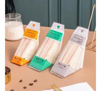 Miaoyak 100 Pcs Plastic Sandwiches Wrappers, Disposable Transparent Sandwich Triangle Bakery Packaging, Easy To Tear For Sandwiches