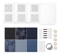 Miaoyak Sashiko Kit, Thread And Needles, Thimble Denim Fabric, Water Soluble Japanese Embroidery Kit, Hand Quilting Sewing Supplies For Beginners