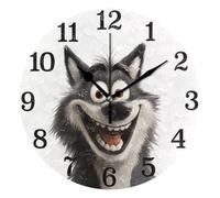miaozhen 10 Inch Round Frameless Wall Clock Quiet Cartoon Funny Animal Happy Decorative for Office Bedroom Farmhouse reloj para cuarto moderno