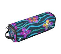miaozhen 2-in-1 Curling Iron Travel Case with Heat Resistant Mat Waterproof Flat Curling Irong Travel Organizer for Flat Iron Hot Tools and Haircare Accessories,Fluorescent Butterflies Wave Pattern