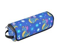 miaozhen 2-in-1 Curling Iron Travel Case with Iron Mat Waterproof Curling Iron Travel Case for Straigheners, Curling Iron, Hair Dryer,Fake Glitter Cartoon Dragon Blue Travel Bag for Hair Tools, Fake