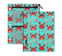 miaozhen 3 Hole Binder 2 Pack Funny Red Crab Sea Animal Birthday 11''x8.9''