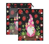 miaozhen 3 Hole Binder 2 Pack Peace Love Gnome Lady Bugs 11''x8.9''