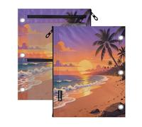 miaozhen 3 Hole Punched folders 2 Pack Tropical Palm Tree Paradise Ocean