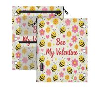 miaozhen 3 Ringing Binder 2 Pack Bee My Valentine Cute Romantic 11''x8.9''