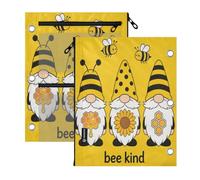 miaozhen 3 Ringing Binder 2 pcs Cartoon Cute Gnome Bee Kind 11''x8.9'' | grommets large zippered pencil case clear window for Office School Supplies Cosmetics