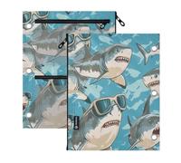 miaozhen 3 Ringing Binder folders 2 pcs Animals with Glasses Sharks Chasing