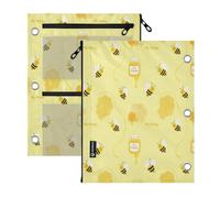 miaozhen 3 Ringing Binder Pocket 2 pcs Honey Bee Hive Jar Yellow Kawaii-Style 11''x8.9''