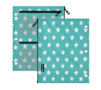 miaozhen 3 Ringing Binder pouching 2 Pack Turquoise Stars White 11''x8.9''