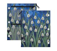 miaozhen 3 Ringing Pencil case 2 Pack Stained Glass Lily Flower 11''x8.9''