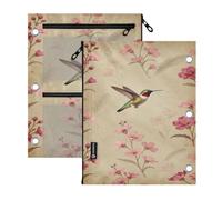 miaozhen 3 Ringing Pencil case 2 Pack Vintage Hummingbird Retro 11''x8.9''
