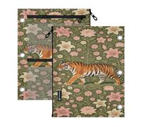 miaozhen 3 Ringing Pencil case 2 pcs Tigers Asian Garden Art Flower Lover